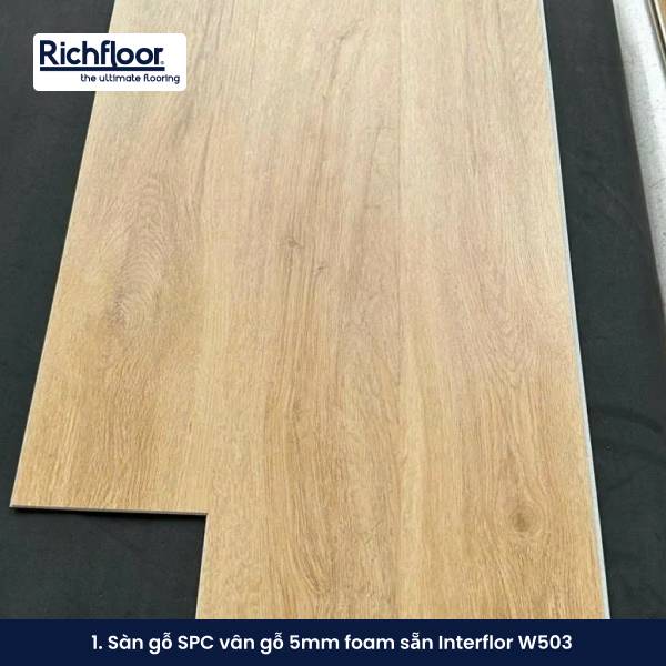 Sàn gỗ SPC vân gỗ 5mm foam sẵn Interflor W503