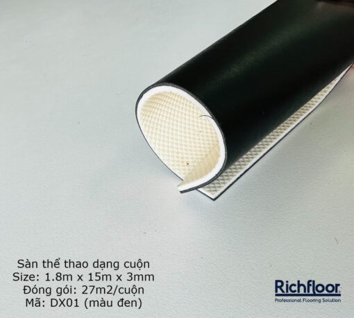 Thảm Sàn Thể Thao dạng cuộn màu đen DX01 - Hình ảnh 6