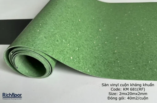 Sàn nhựa kháng khuẩn màu xanh lá hàng có sẵn KM681 - Hình ảnh 4