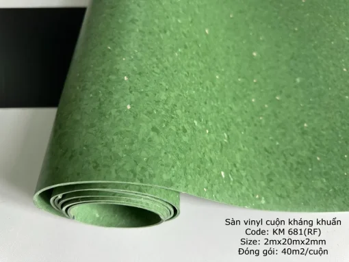 Sàn nhựa kháng khuẩn màu xanh lá hàng có sẵn KM681 - Hình ảnh 5