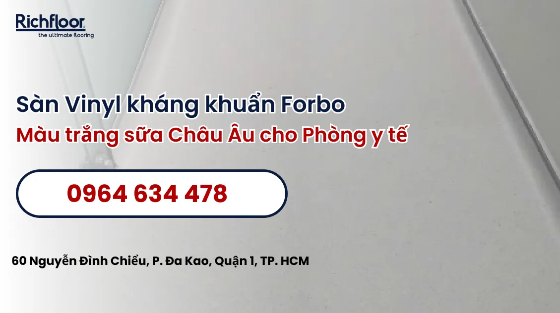 Sàn vinyl kháng khuẩn Forbo màu trắng sữa