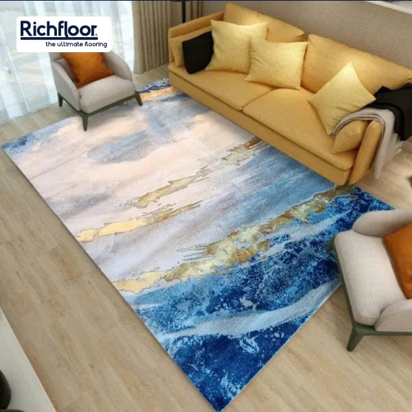 Thảm trang trí phòng khách biển xanh dương 