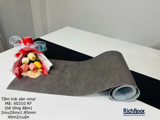 Sàn Vinyl Cuộn Màu Bê Tông Đậm X0310 Cho Văn Phòng, Shop - Ảnh 3