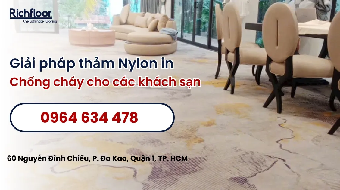 Giải pháp nội thất thảm Nylon in chống cháy cho khách sạn