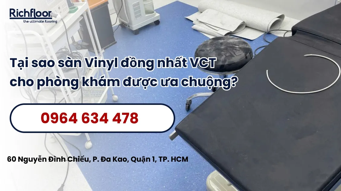 Sàn Vinyl đồng nhất VCT được ưa chuộng cho phòng khám