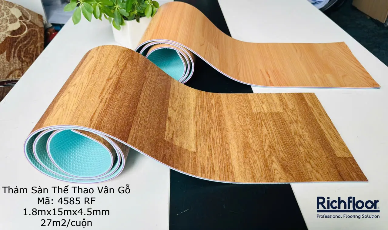 Thảm Sàn Thể Thao Vân Gỗ Cho Sân Thi Đấu 4585 RF
