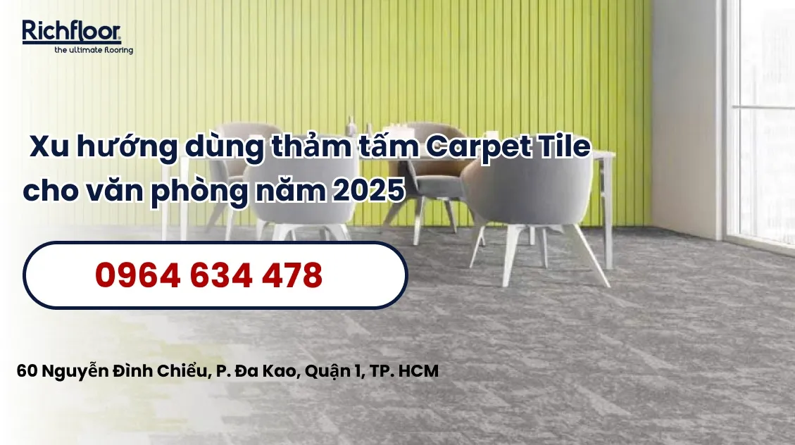 Xu hướng dùng thảm tấm Carpet Tile cho văn phòng năm 2025