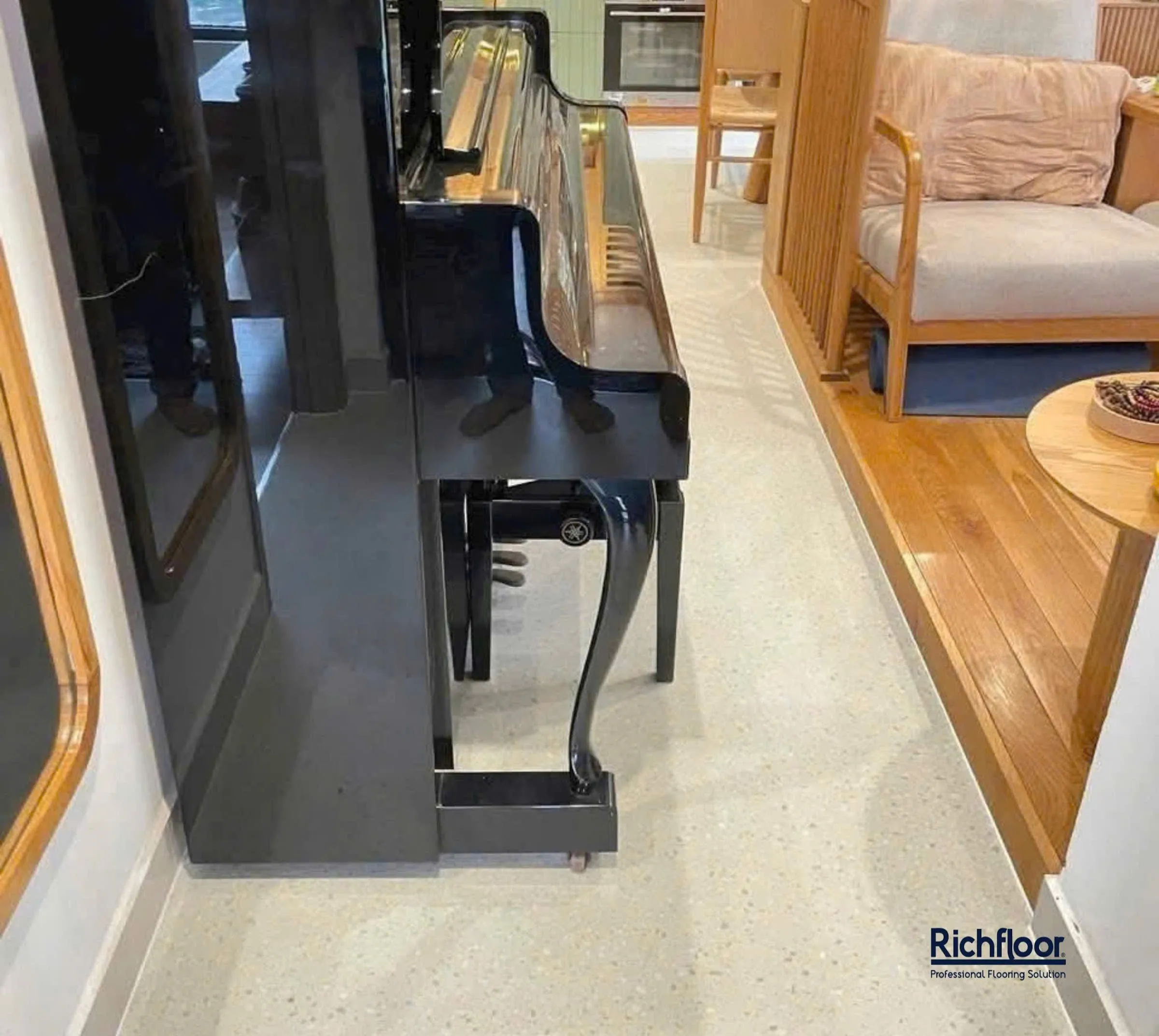 Sàn Vinyl Tấm Terrazzo Tông Kem Chấm Bi Cho Trường Học Và Phòng Vui Chơi Của Trẻ - Ảnh 4