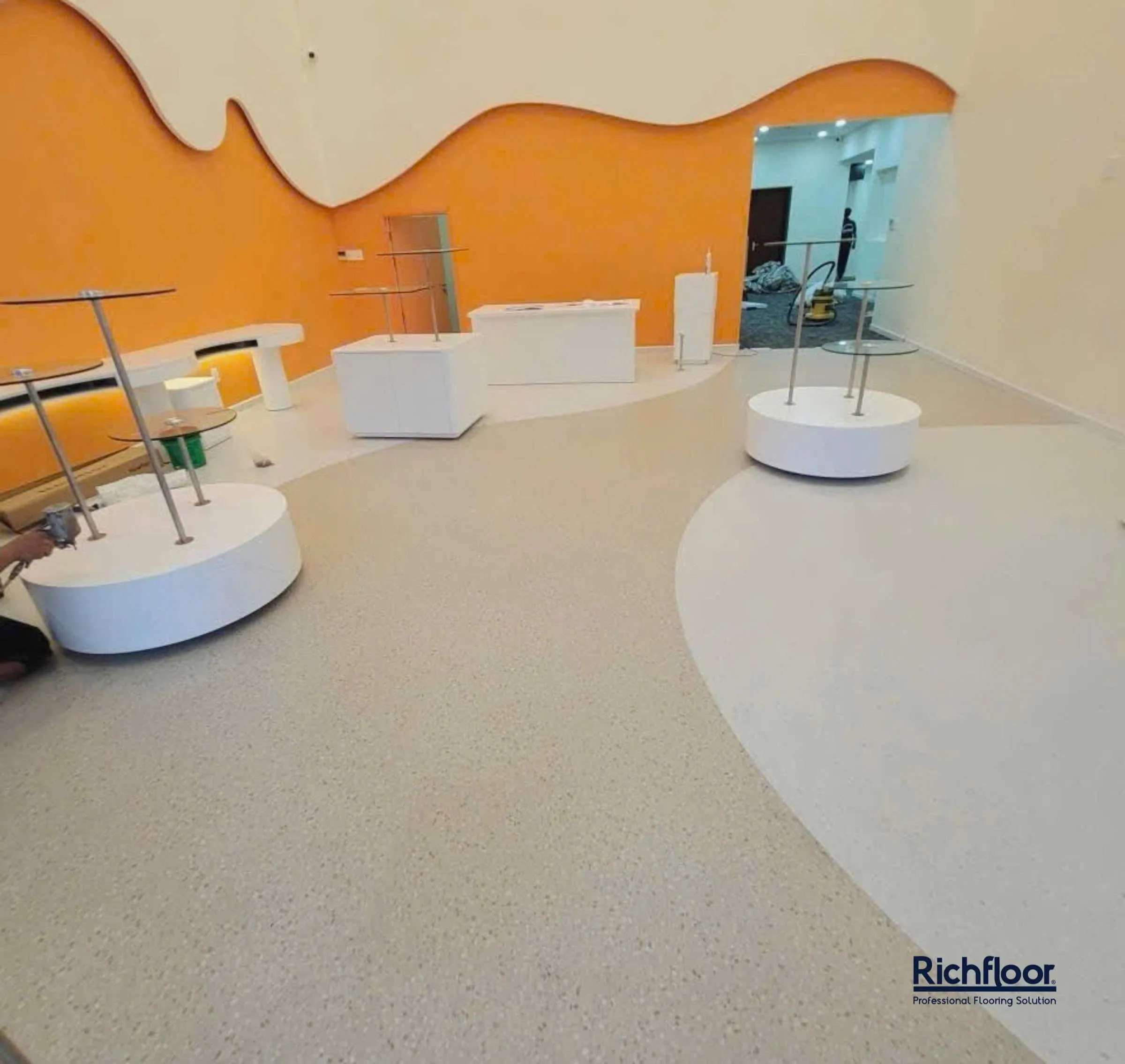 Sàn Vinyl Tấm Terrazzo Tông Kem Chấm Bi Cho Trường Học Và Phòng Vui Chơi Của Trẻ - Ảnh 3