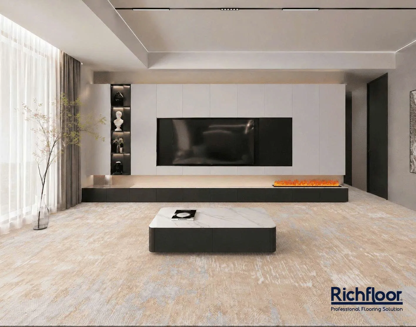 Thảm Trải Sàn Cao Cấp Họa Tiết Hình Học Trừu Tượng Cho Biệt Thự & Văn Phòng VIP
