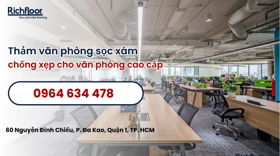 Thảm văn phòng sọc xám chống xẹp cho văn phòng cao cấp